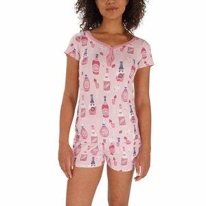 NEW Munki Munki Henley 2-piece Pyjama Pajama set | Pink